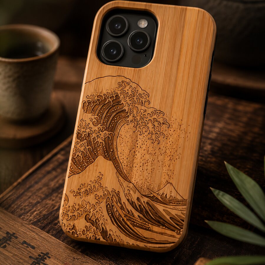 Engraved bamboo phone case inspiration