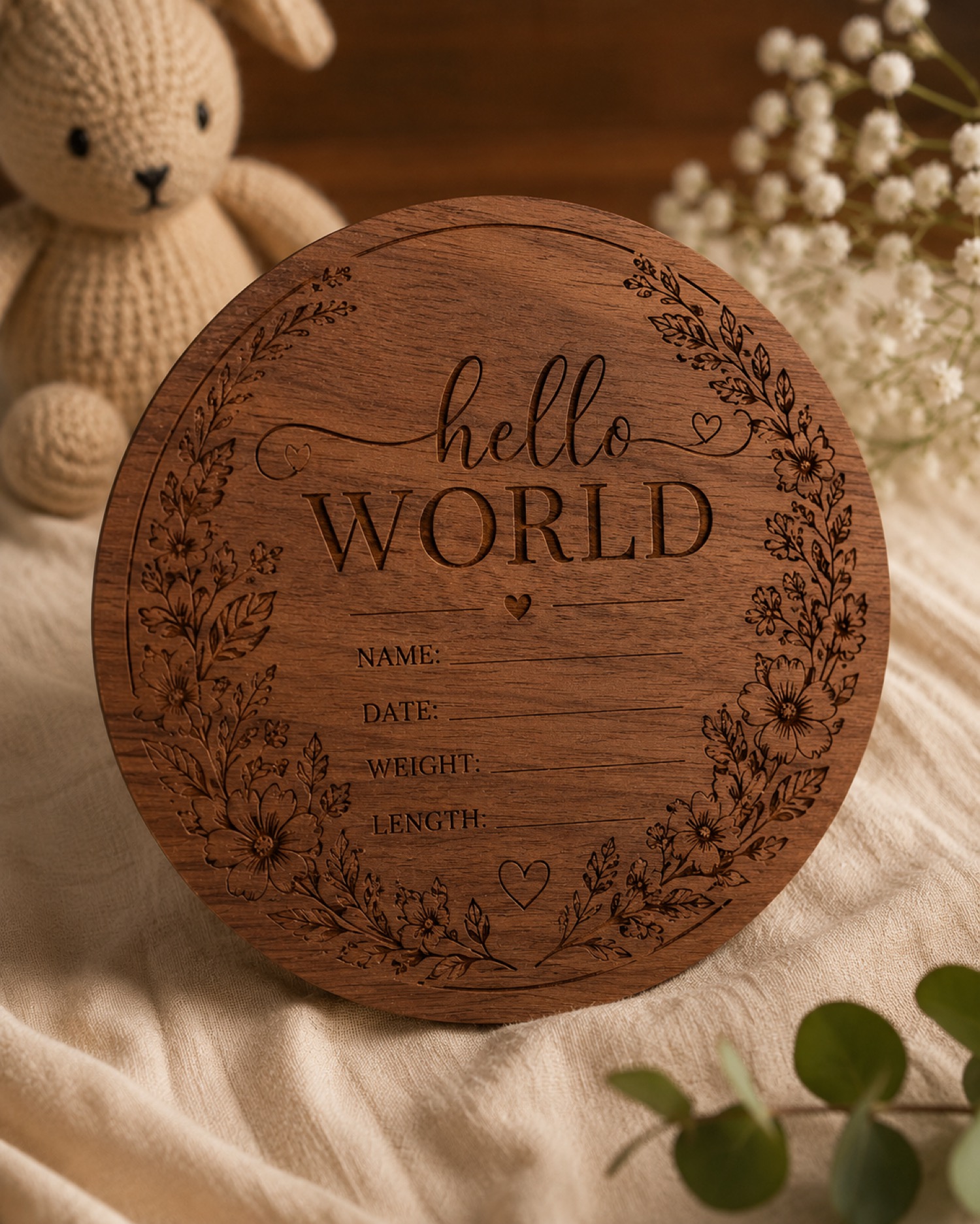 Round wood keepsake engraving example